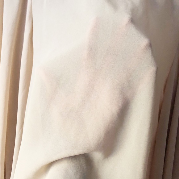 SOLD- Sheer blush nude mockneck gathered sleeve top - Picture 6 of 7